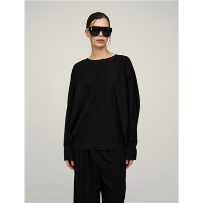 Черная блузка «Паук» с кольцом на рукаве