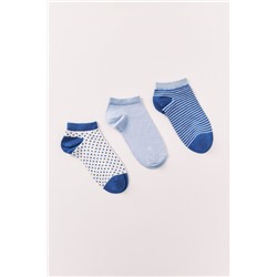 Pack 3 calcetines cortos estampado azul lurex