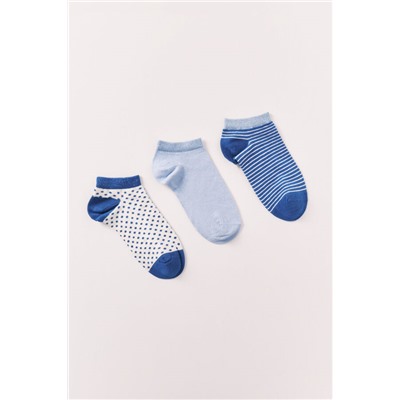 Pack 3 calcetines cortos estampado azul lurex