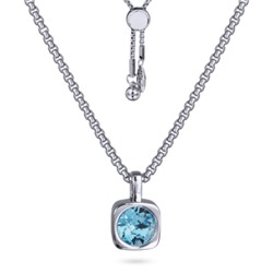 Кулон Теннис (кристаллы SW аквамарин 8мм; родий) 70см, Есть комплект