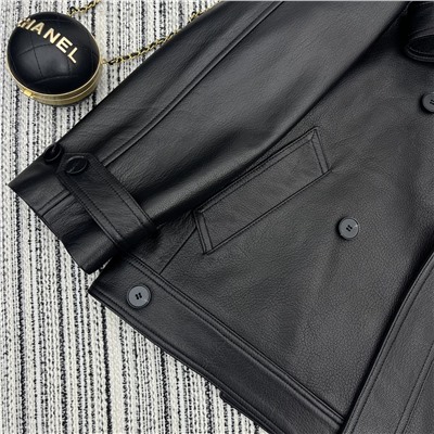 Новый стиль, куртка из овчины с длинными рукавами и лацканами, свободный стиль, кожаный галстук с бантом, дизайн 100%  Овчина высшего качества YB1:1 по индивидуальному заказу