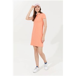 Kadın Somon Polo Yaka Örme Elbise