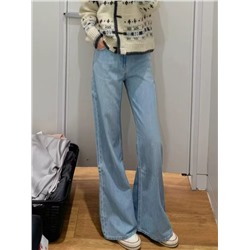 Женские джинсы облегающие, с высокой талией, клёш из смесового тенселя 4 цвета  ЮНИКЛ*О