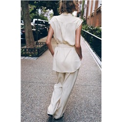 LONG WAISTCOAT WITH LINEN BELT
