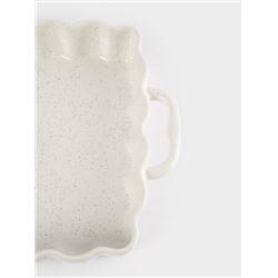 Форма для запекания, 26х26 см, с ручками, керамика, квадратная, белая, в крапинку, Bagel