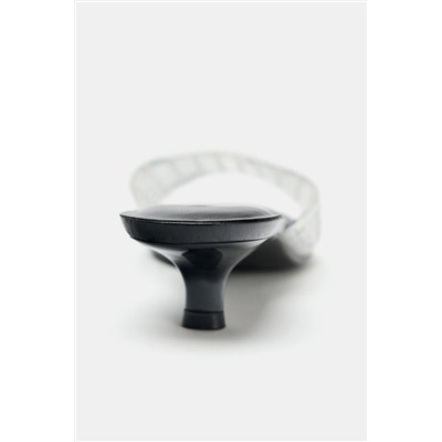 RUBBERISED-EFFECT KITTEN HEEL MULES