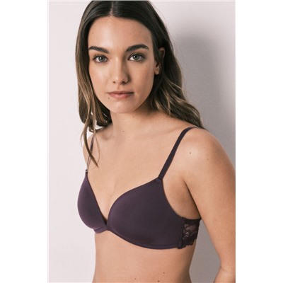 Sujetador triangular relleno encaje morado CHARMING