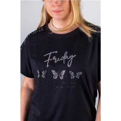 Нарядная футболка Бабочки из страз арт.8