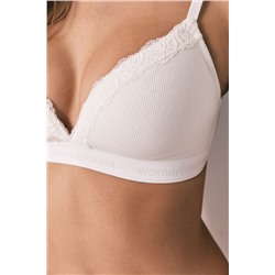 Sujetador triangular algodón canalé blanco CHARMING