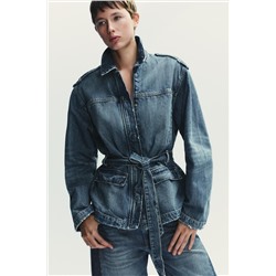 CHAQUETA LARGA DENIM TRF