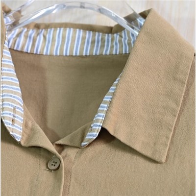 Женская удобная рубашка из стираного хлопка с отворотами