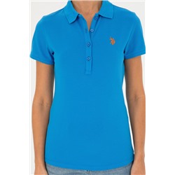 Kadın Saks Basic Polo Yaka Tişört