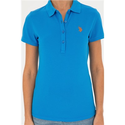 Kadın Saks Basic Polo Yaka Tişört