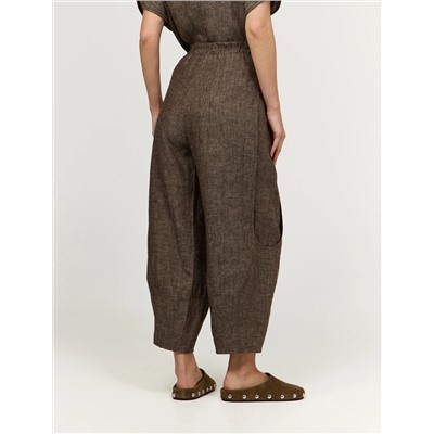 Коричневые брюки "Алладины" изо льна