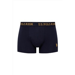 U.S. Polo Assn. 3'lü Erkek Boxer Pamuklu & Likralı, Sarı Baskılı