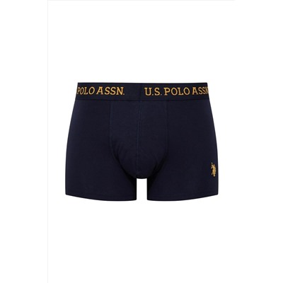 U.S. Polo Assn. 3'lü Erkek Boxer Pamuklu & Likralı, Sarı Baskılı