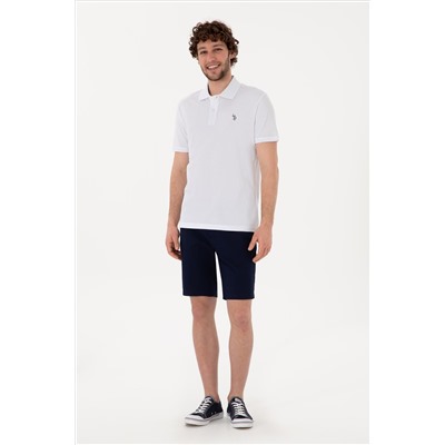 Erkek Slim Fit Polo Yaka Beyaz Basic Tişört