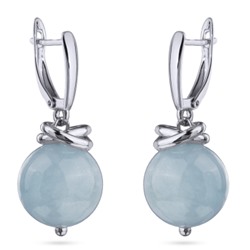 Серьги Терра (аквамарин 12мм; покрытие родий), Есть комплект