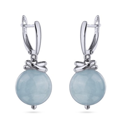 Серьги Терра (аквамарин 12мм; покрытие родий), Есть комплект