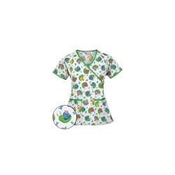 UA I Feel Pretty White Mock Wrap Scrub Top