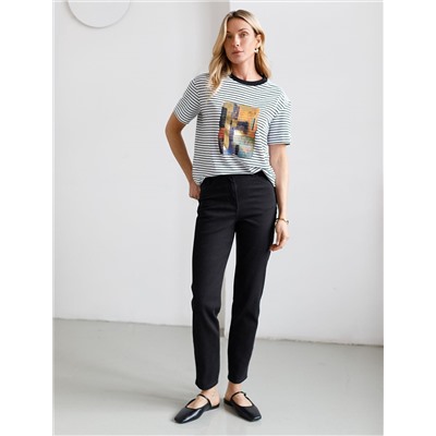 Джинсы мом фит из мягкой эластичной джинсы 12OZ