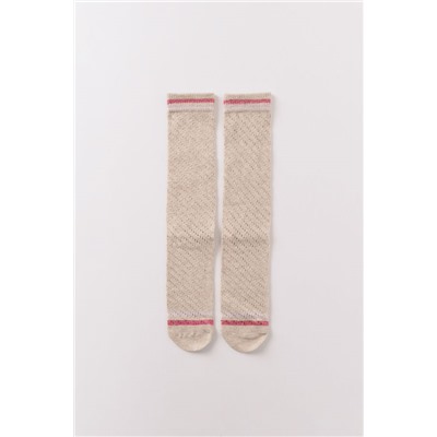 Calcetines largos beige textura lurex