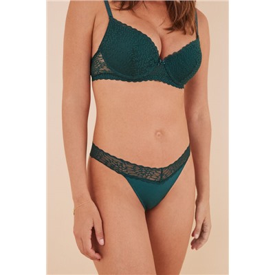 Tanga encaje microfibra verde