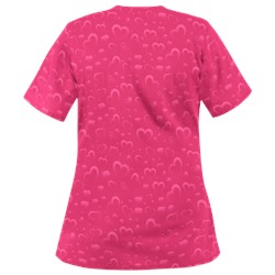 UA Forever Hearts Fuchsia Scrub Top
