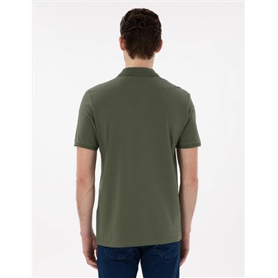 Haki Regular Fit %100 Pamuk Polo Yaka Basic Tişört