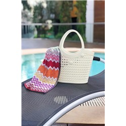 Arma House, Örgü Desenli Küçük Boy Bej Rengi Plastik Plaj Çantası 2451-6