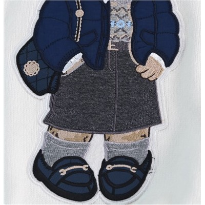 Мягкий и свободный повседневный свитер с вышитой нашивкой в ​​виде мультяшного медведя