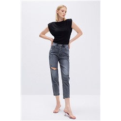 Vaquero slim fit 7/8 de tiro alto Gris oscuro