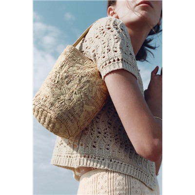 BRAIDED BASKET BAG WITH DESIGN