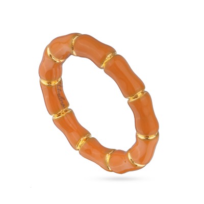 Кольцо Бамбук (эмаль оранжевая; покрытие золото), Есть комплект