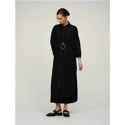 Черное Платье-рубашка