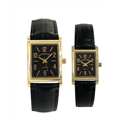 HIS AND HERS BLACK STRAP SQUARE FACE WATCH SET