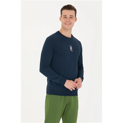 Erkek Lacivert Bisiklet Yaka Sweatshirt