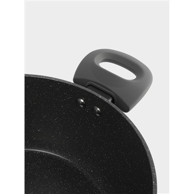 Кастрюля, 24 см, 3,9 л, с крышкой, с покрытием, алюминий, серо-черная, Robust