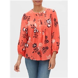 Print Blouson Sleeve Top