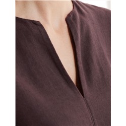 Свободный топ с V-вырезом и цельнокроеным коротким рукавом изо льна с вискозой