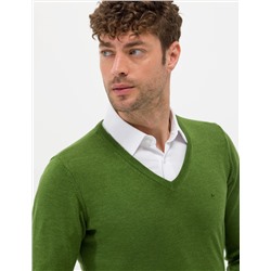 Yeşil Slim Fit V Yaka Basic Triko Kazak