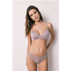 Tanga modal y encaje beige