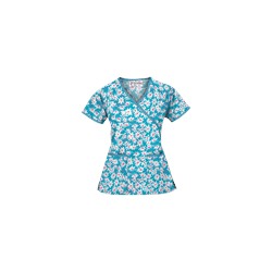 UA Daisy Mae Turquoise Mock Wrap Scrub Top