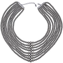 Колье Каскад (Майорка темно-серая 6-10мм; покрытие родий) 42-48см, Есть комплект