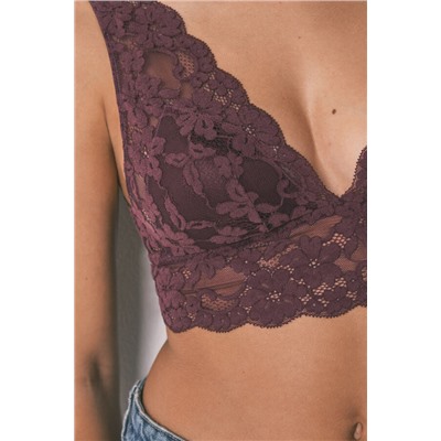 Sujetador bralette halter encaje granate