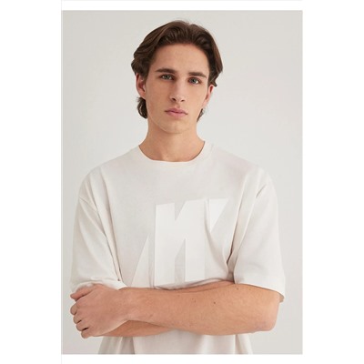 Mavi Pro Baskılı Ekru Tişört Relaxed Fit / Rahat Kesim 0612752-70057