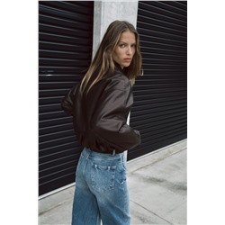 LEATHER EFFECT BOMBER JACKET