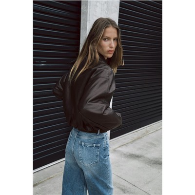 LEATHER EFFECT BOMBER JACKET