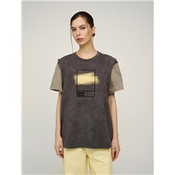 Серая футболка "Цветоблок"