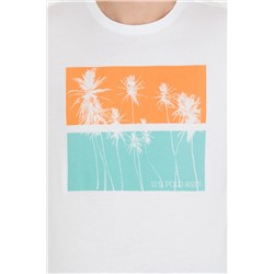 Erkek Beyaz Bisiklet Yaka Tişört